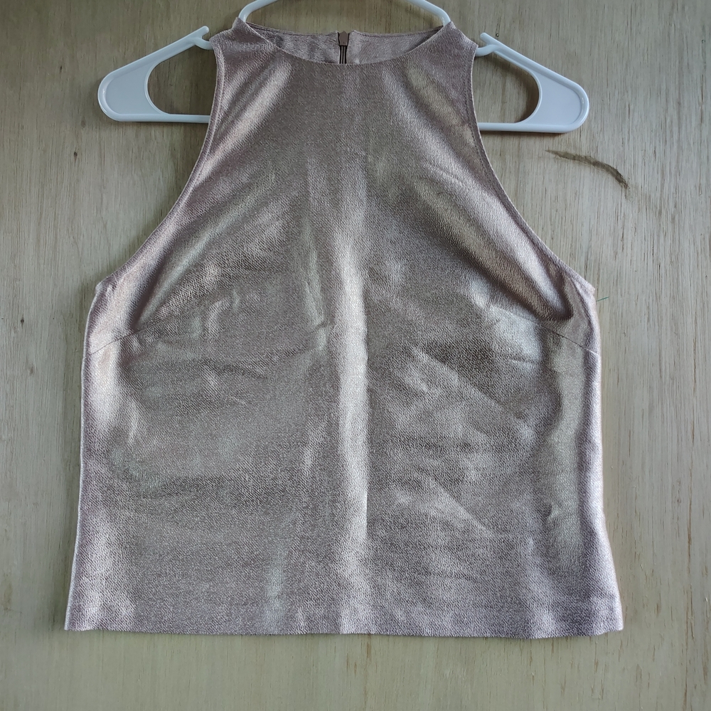Zara Metallic Pink Silver Crop Top Size S